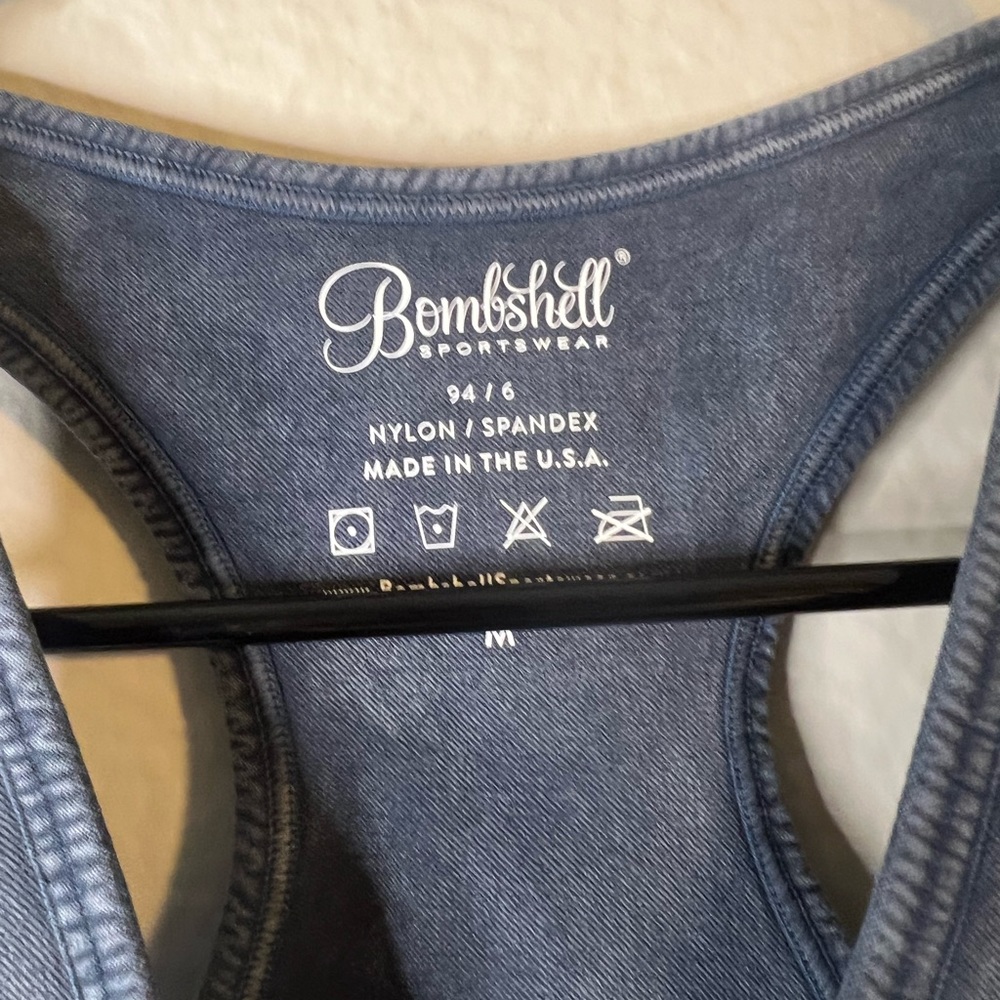 Bombshell Sportswear Marled Mineral Seamless Sports Bra NEW M Neptune - Picture 5 of 6